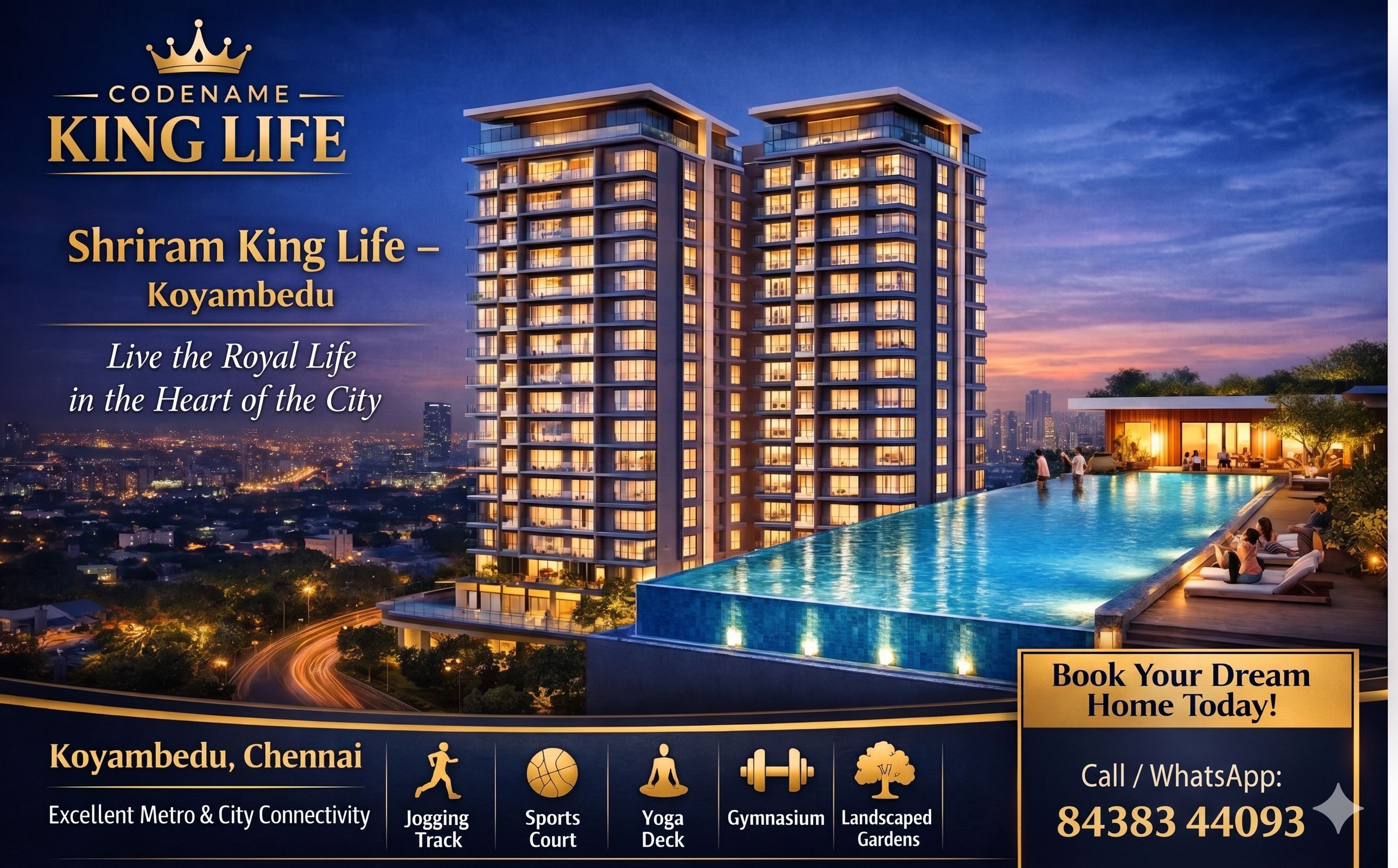 Shriram Codename King Life luxury 3 BHK and 4 BHK residential apartments exterior view